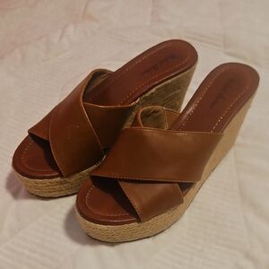 Michael Antonio - Brown Wedge Espadrille Slide Heels - Women